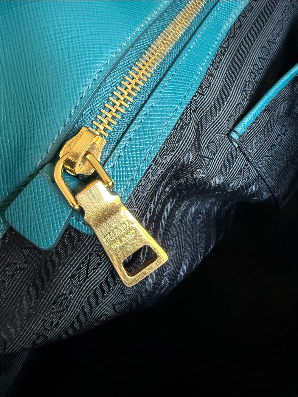 Prada Saffiano Leather Tote - Teal - Picture 7 of 15